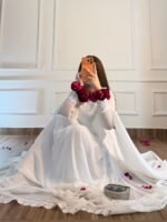 White Anarkali Three Piece