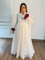 White Anarkali Three Piece - Image 2